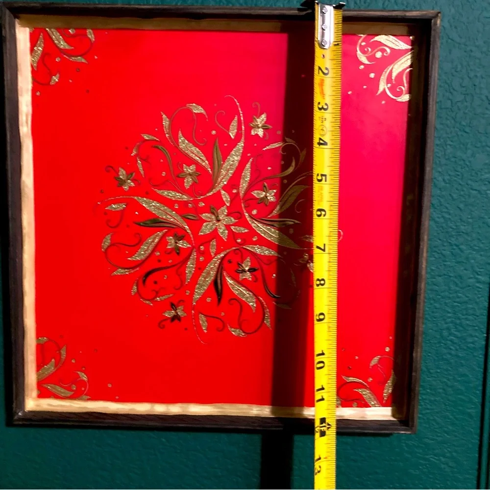 Red and Gold Decorative Wall Art Decorative Wooden Frame 12.5in x 12.5in